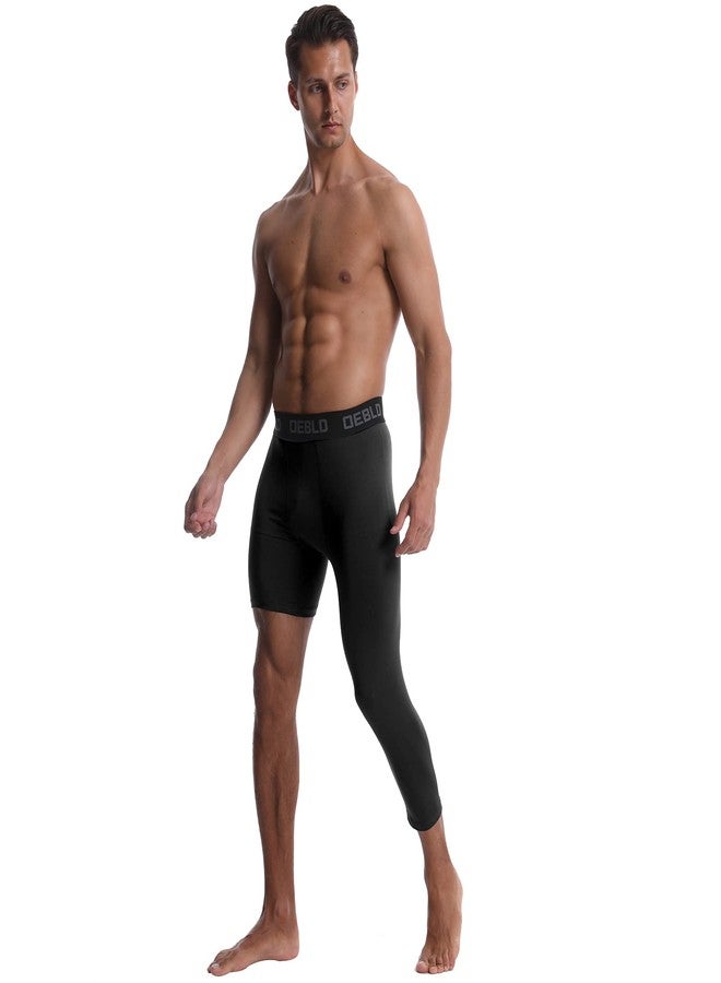 OEBLD Single Leg 3/4 Compression Tights, Unisex Sports Compression Pants, One Leg Basketball Leg Sleeves Athletic Workout Leggings Tights, Light and Strenchable - Image 2